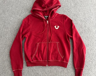 True Religion Y2k Crop Maroon Hoodie Sweater XL