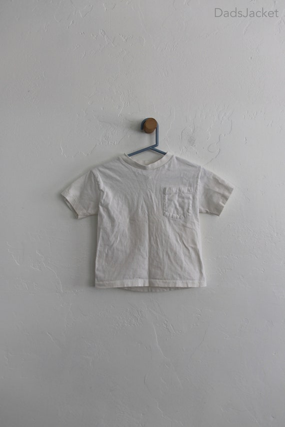 Kids 90s White Pocket Tee Single Stitch Old Navy