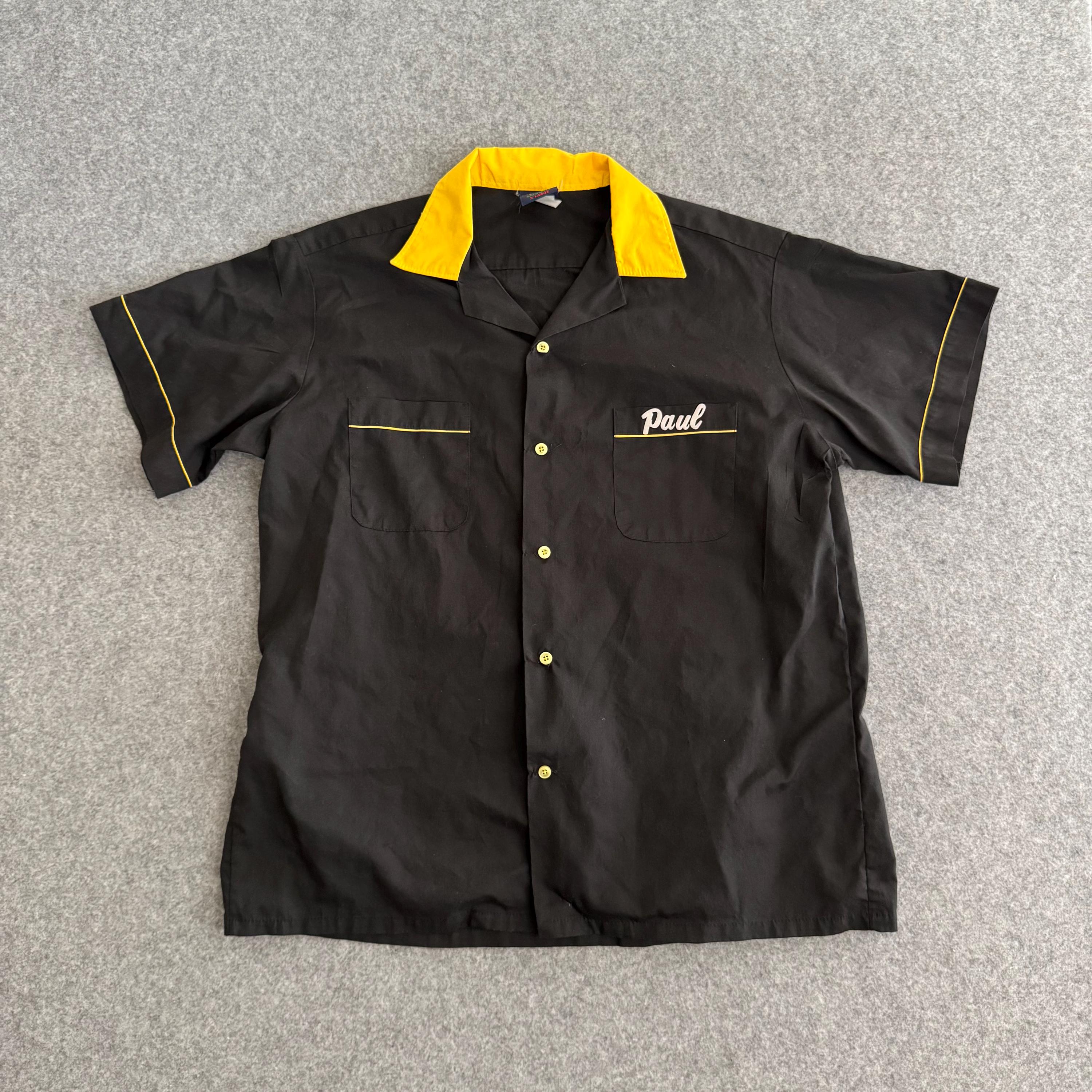90s Hilton Bowling Shirt Black Yellow Strikemaster XL - Etsy