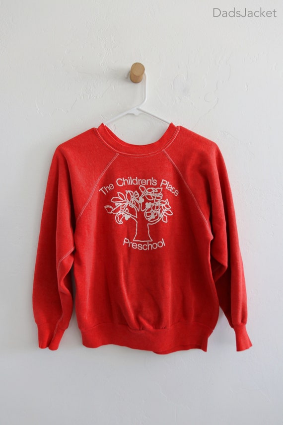 70s Red Raglan Preschool Tree Sweatshirt Small - image 2