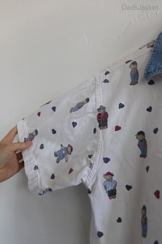 Bear Button 90s Shirt Womens Medium - image 3