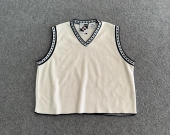 Leuke preppy crop jaren 90 tanktop met textuur en V-hals, medium
