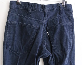 Levis 70s Corduroy 646 Bell Bottom Pants Navy Blue 28