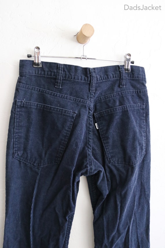 Levis 70s Corduroy 646 Bell Bottom Pants Navy Blue 28