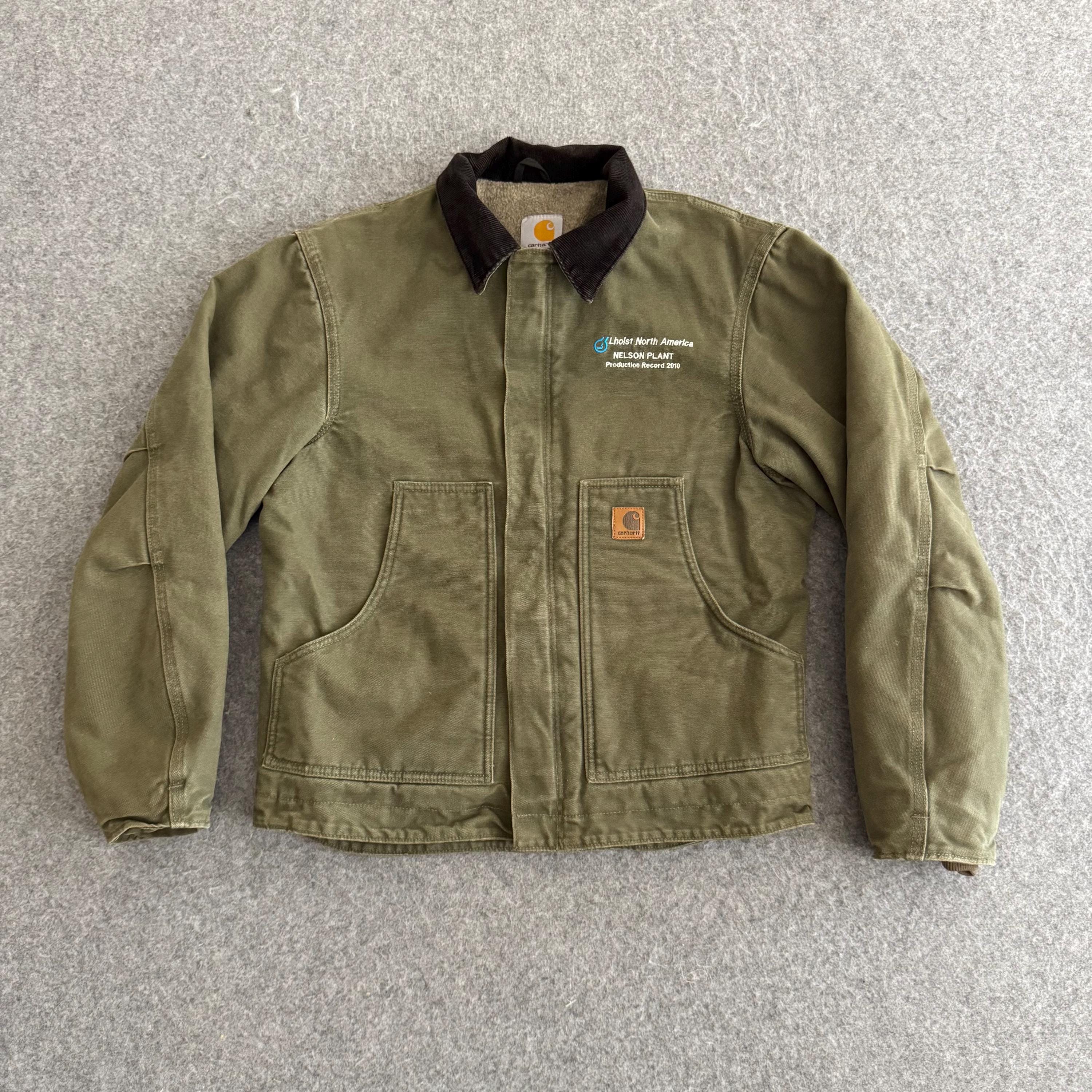 Carhartt J164 LOV Green Sherpa Lined Corduroy Collar Jacket Small