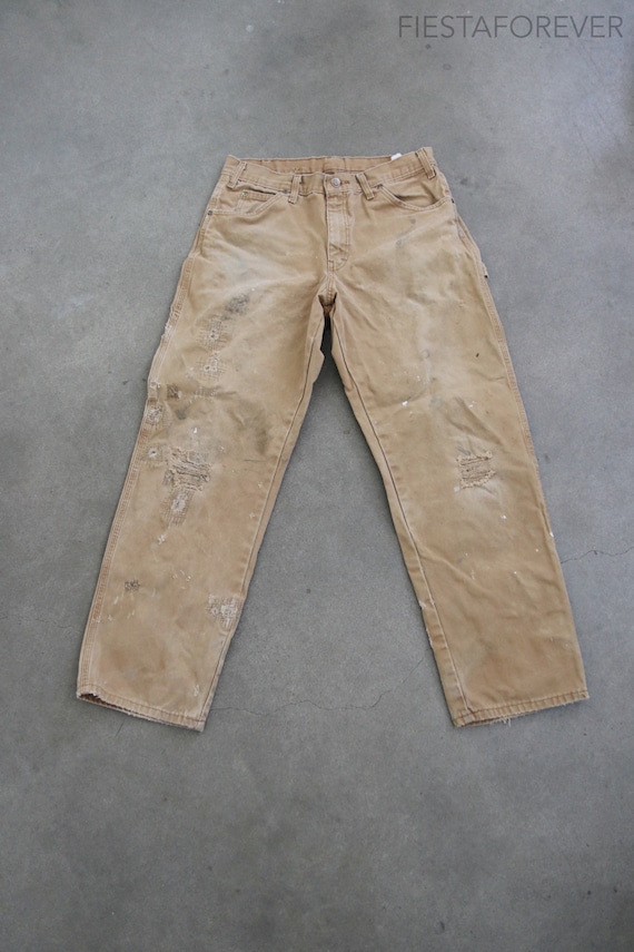 Canvas Dickies Distressed Patched Beige Pants 31 x