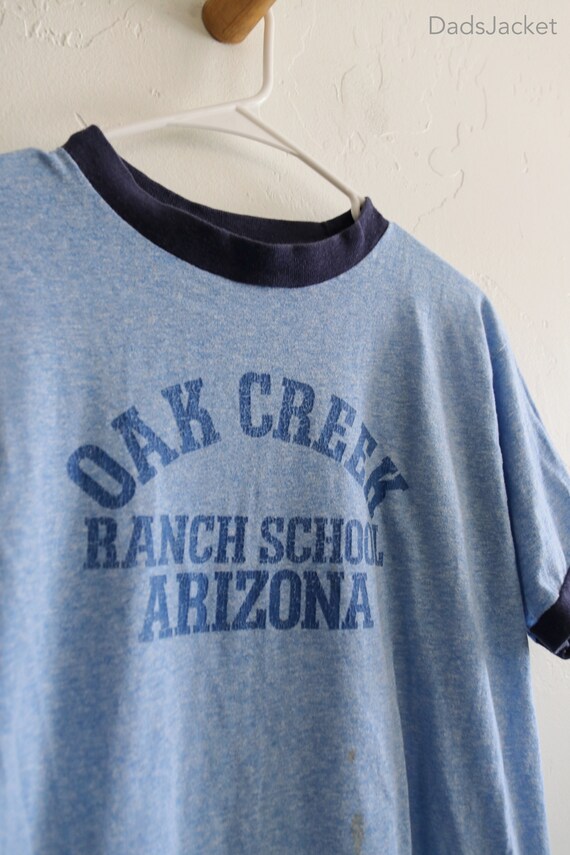 70s Oak Creek Ranch School Arizona Ringer Blue Heathe… Gem