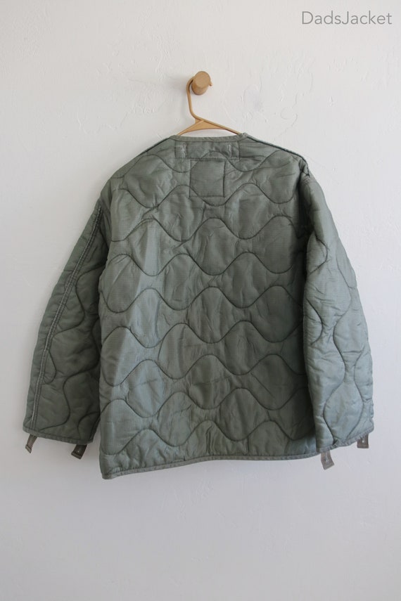 Sage Green Military Liner Jacket with Buttons Med… - image 6