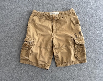 Aeropostale Y2K Cargo Khaki Distressed Baggy Shorts 32
