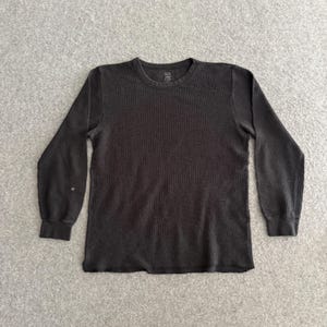 Y2K Svart Bleked Emo Termo Långärmad T-shirt Medium