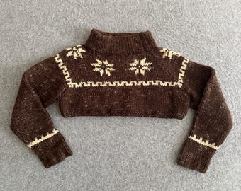 Gebreide cropped trui met col in jaren 50-stijl, damesmaat XL