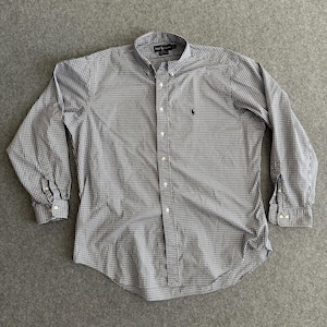 Ralph Lauren Striped 90s Gingham Yarmouth Long Sleeve Button Shirt 2XL
