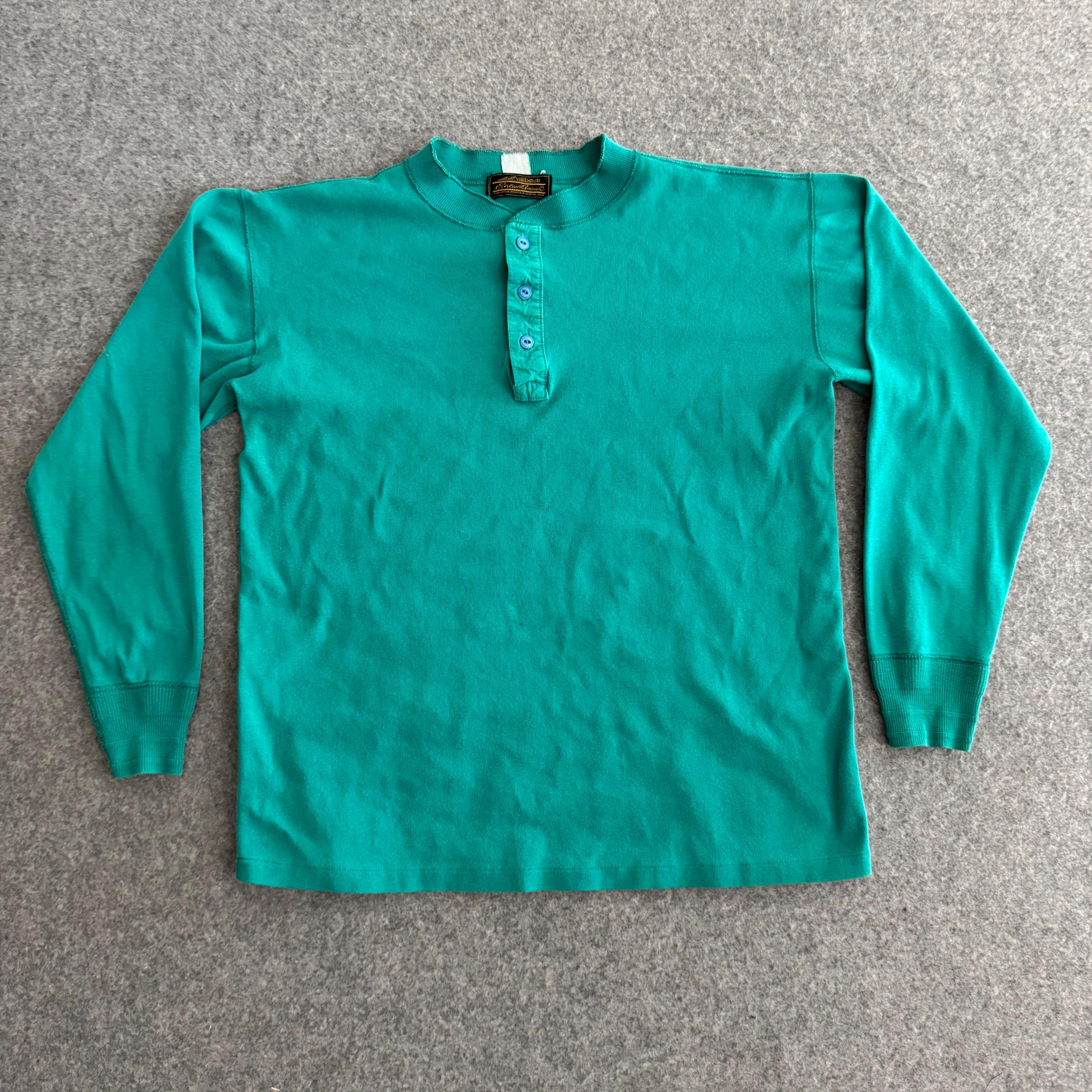 80s 90s EURO thermal × shirt pullover Vtg 90s Thermal Waffle Knit Long Sleeve Base Layer T-Shirt