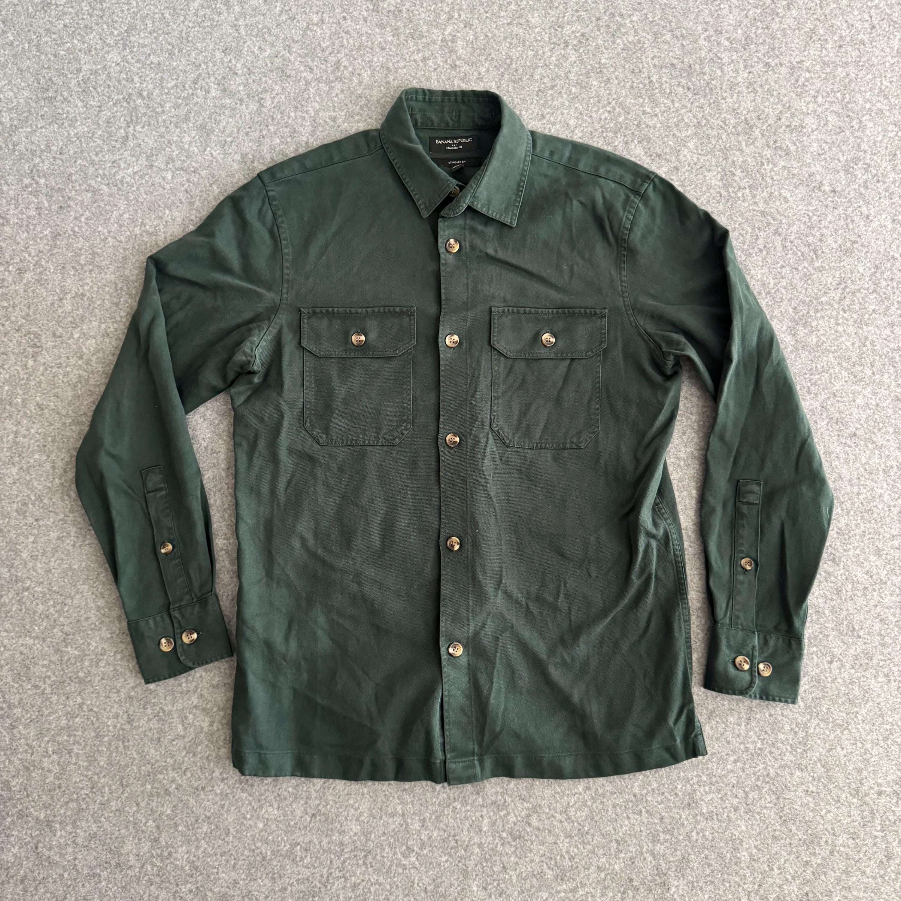 Banana Republic Green Twill Long Sleeve Button Shirt Small - Etsy