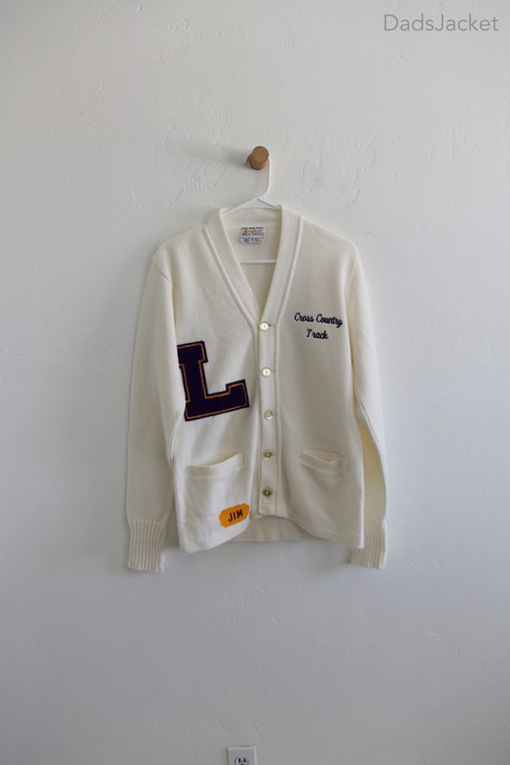 70s Varsity Knit Embroidered Acrylic Bristol White