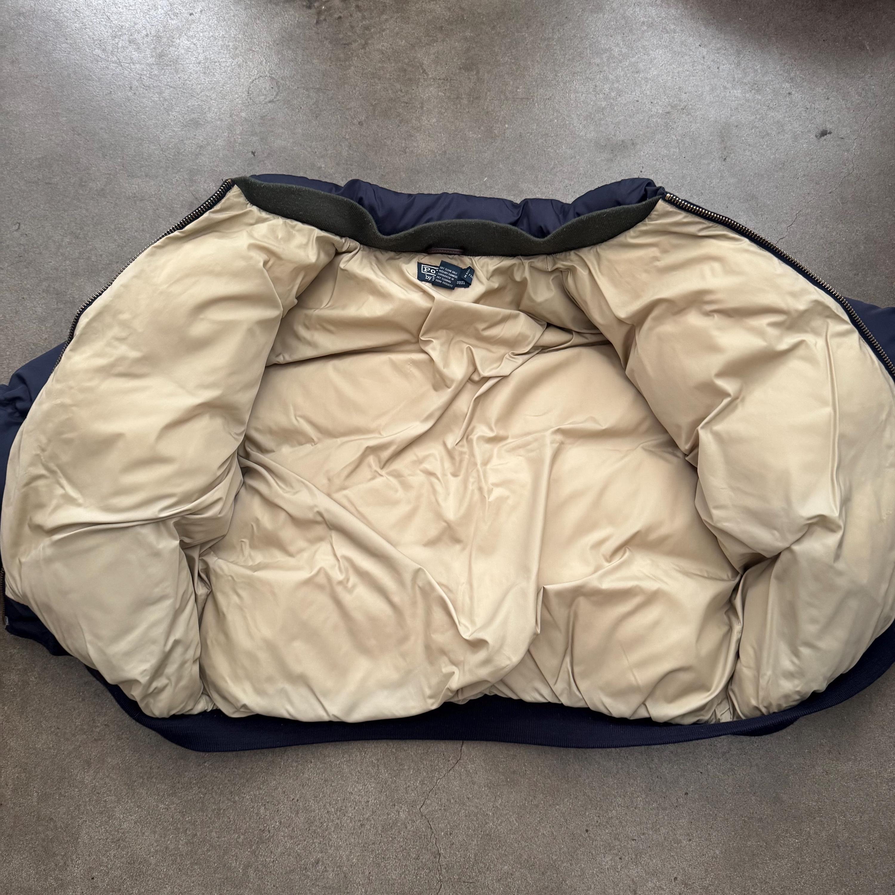 90s Polo Ralph Lauren Down Puffer Quilt Bomber Vintage Jacket Navy 