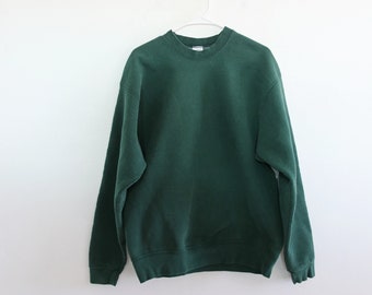 90s Forest Green Blank Thick Sweatshirt Large