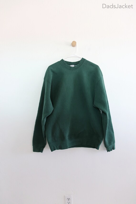 90s Forest Green Blank Thick Sweatshirt Large
