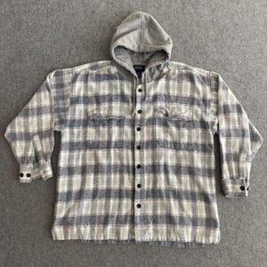 90s Flannel Hoodie Anchor Blue Long Sleeve Shirt Large - Etsy