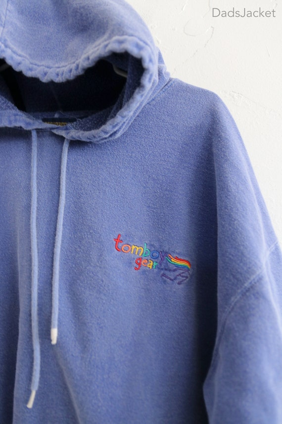 Tomboy Gear 90s LGBTQ Rainbow Hoodie Medium - image 3