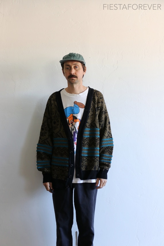 90s Acrylic Cardigan Oversized Sweater XL
