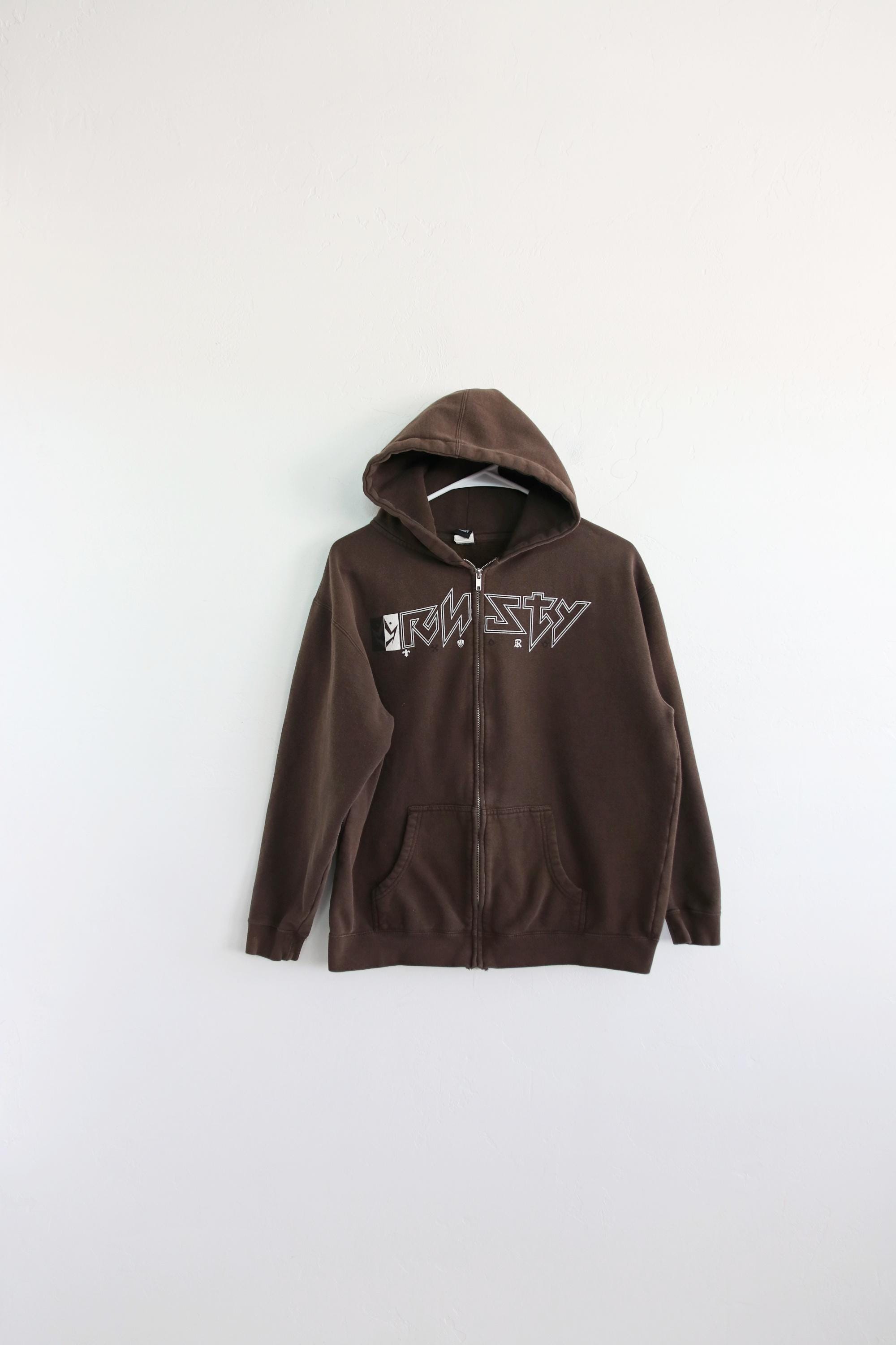 Rusty Brown Zip Y2k Hoodie Small - Etsy