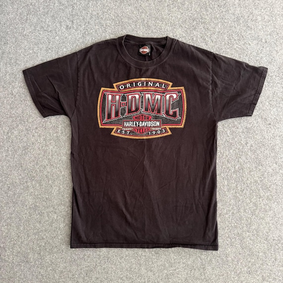 Harley Davidson Skull Angel Wings Black y2k Medium - image 1