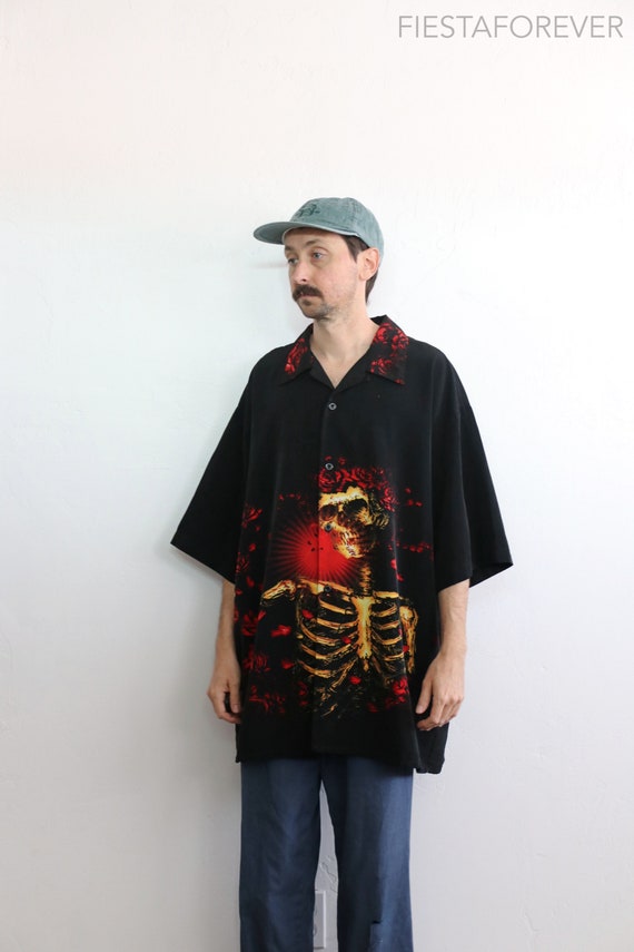 Grateful Dead Dragonfly Skull Roses Button Shirt 2
