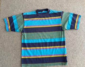 Gestreept T-shirt uit de jaren 90, meerdere kleuren, maat Large