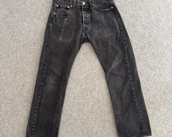 Levis 501 Black Button Brague Denim Jeans Y2k 31 x 27