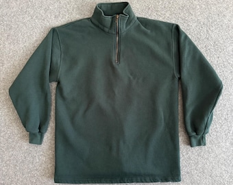 Mock Neck 1/4 Zip Pullover Forest Green Sweatshirt