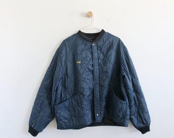 Quilted Bomber Worker Jacket with Pockets 80s 2XL