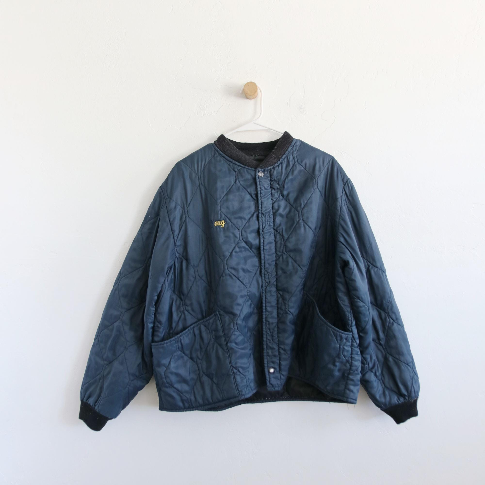 ダウンジャケット・コート Embroidered Quilted Bomber Jacket Mens Quilted Bomber Jacket – Gaby Conte Designs