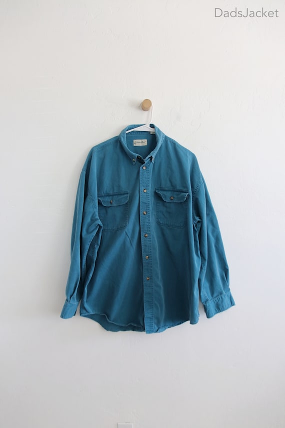 Teal 90s Long Sleeve Button Shirt XL