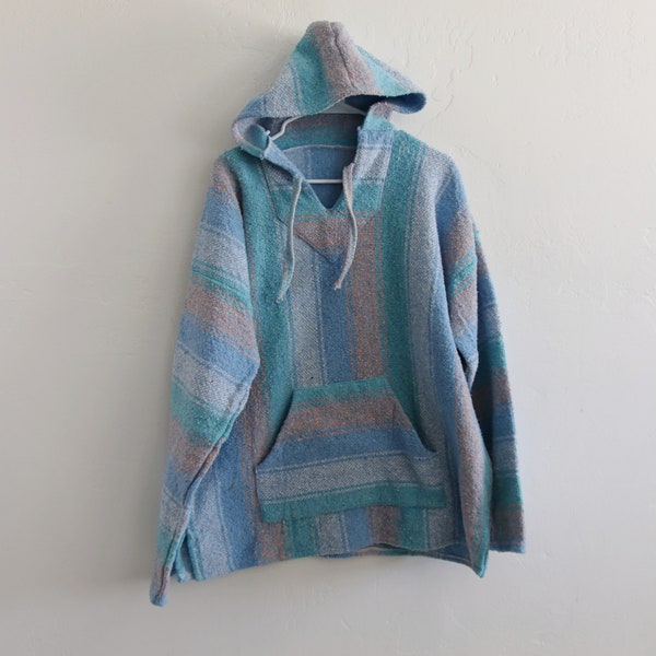 Pastel gestreepte Baja Mexicaanse hoodie trui XL