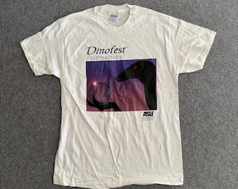 Dinofest 90s Dinosaur ASU Hanes Beefy Tee Deadstock Large-Med