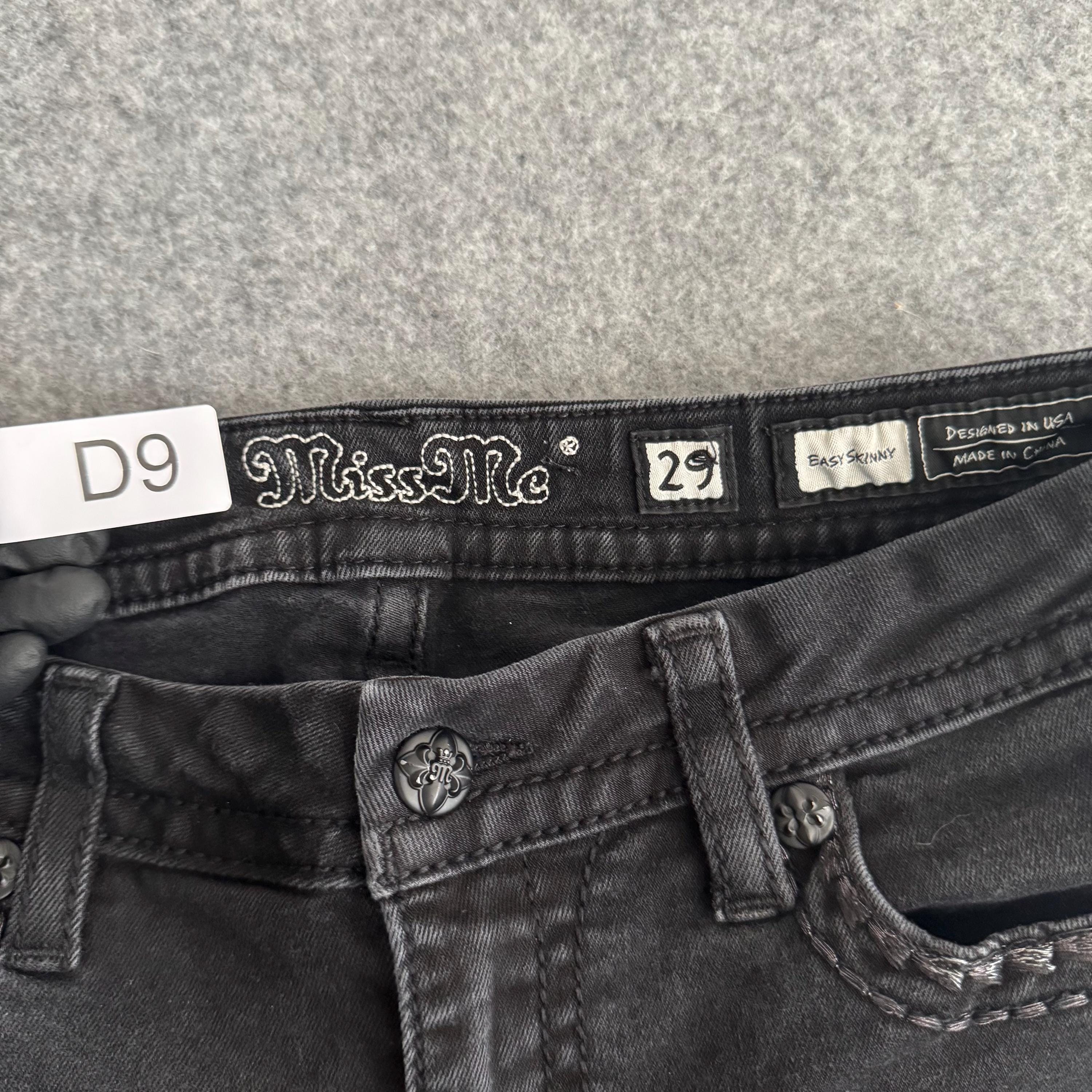 Miss Me Y2k Thick Stitch Crosses Black Denim Skinny Denim Jean 30