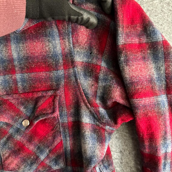 80s Pendleton Blue Grey Shadow Plaid Loop Collar … - image 6