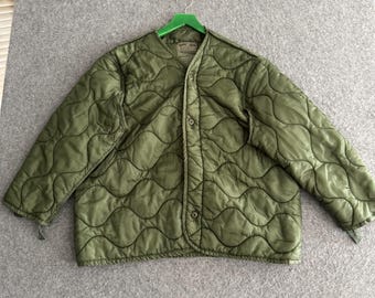 Vintage 1980s Czech Army Quilted Jacket - Tank Crew Liner - 48
