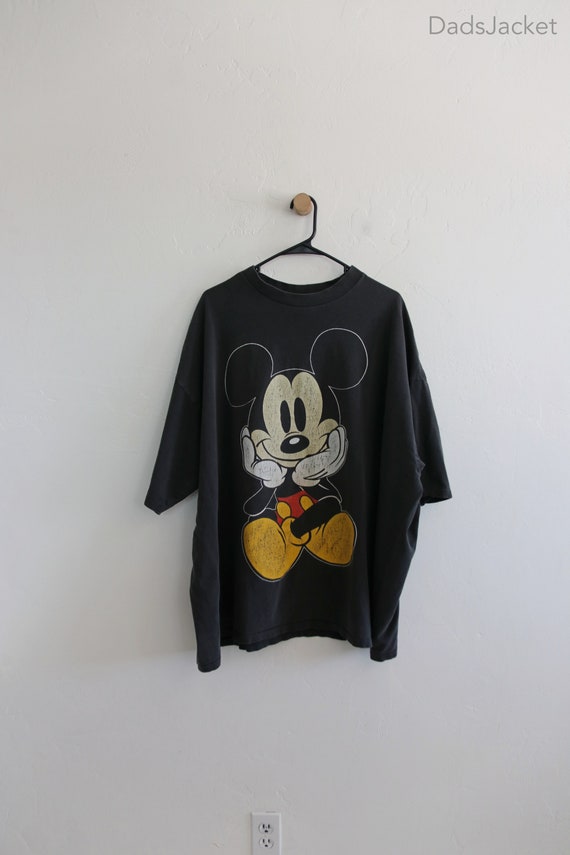 90s Mickey Mouse Faded Black Black 2XL
