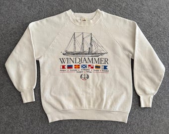 Felpa raglan anni '80 modello Sailing Windjammer, taglia S