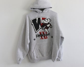 90s Wisconsin Badgers Hoodie Sweatshirt Large