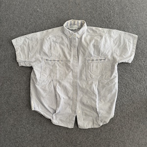 Camiseta de manga corta a rayas con botones para mujer, talla M