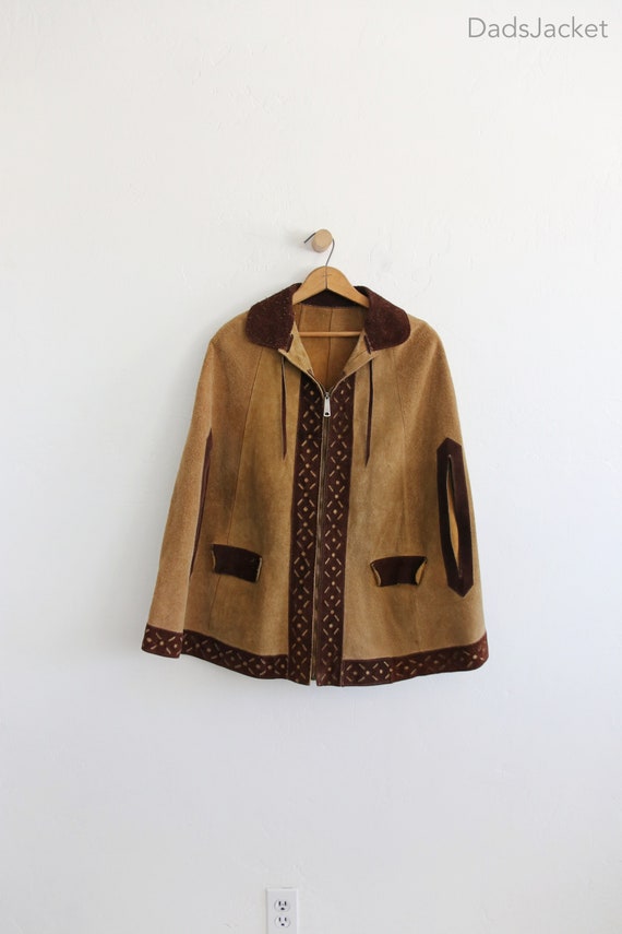Leather cape 70s vintage - Gem Leather cape 70s vintage - Gem