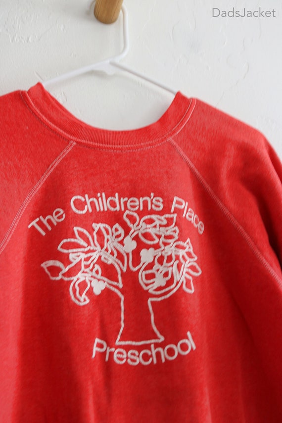 70s Red Raglan Preschool Tree Sweatshirt Small - image 3