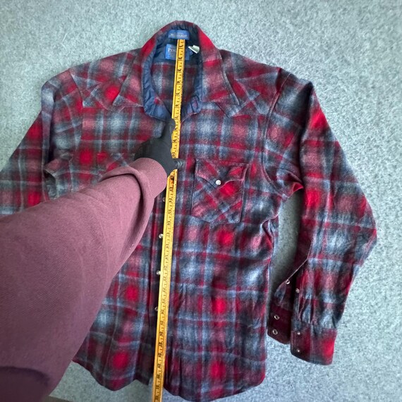 80s Pendleton Blue Grey Shadow Plaid Loop Collar … - image 4