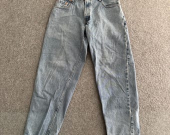 Levis 570 Light Wash Baggy Fit Wide Leg Denim Jeans 30" x 29"