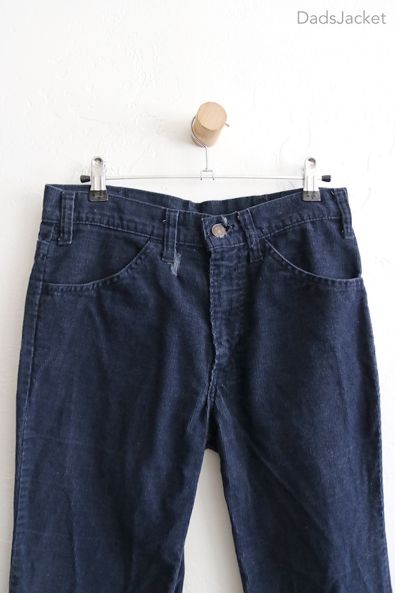 Levis 70s Corduroy 646 Bell Bottom Pants Navy Blue 28
