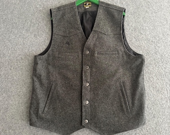Grijze wollen Wyoming Traders western vintage vest met drukknoop xl hoog