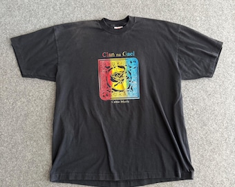 Celtic Music 90s Tee Clan Na Gael Single Stitch Black Faded Tee